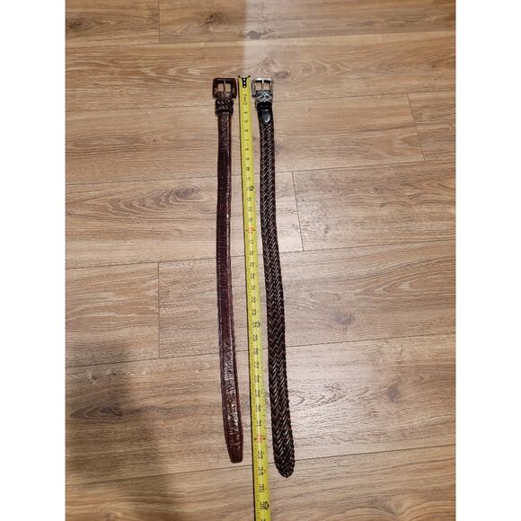 Brighton Belt Bundle Women's Sz S Brown Black Leathers Woven Textured Silver - Picture 10 of 13